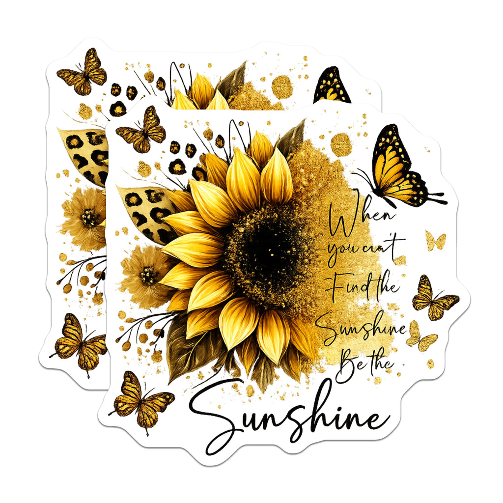 (2 Pack) Be The Sunshine Magnets - Sunflower Quote Decor - Motivational Fridge Locker Accessory - 5 Inches On Longest Side - Thick Durable Magnet - Made in USA - MAG39305