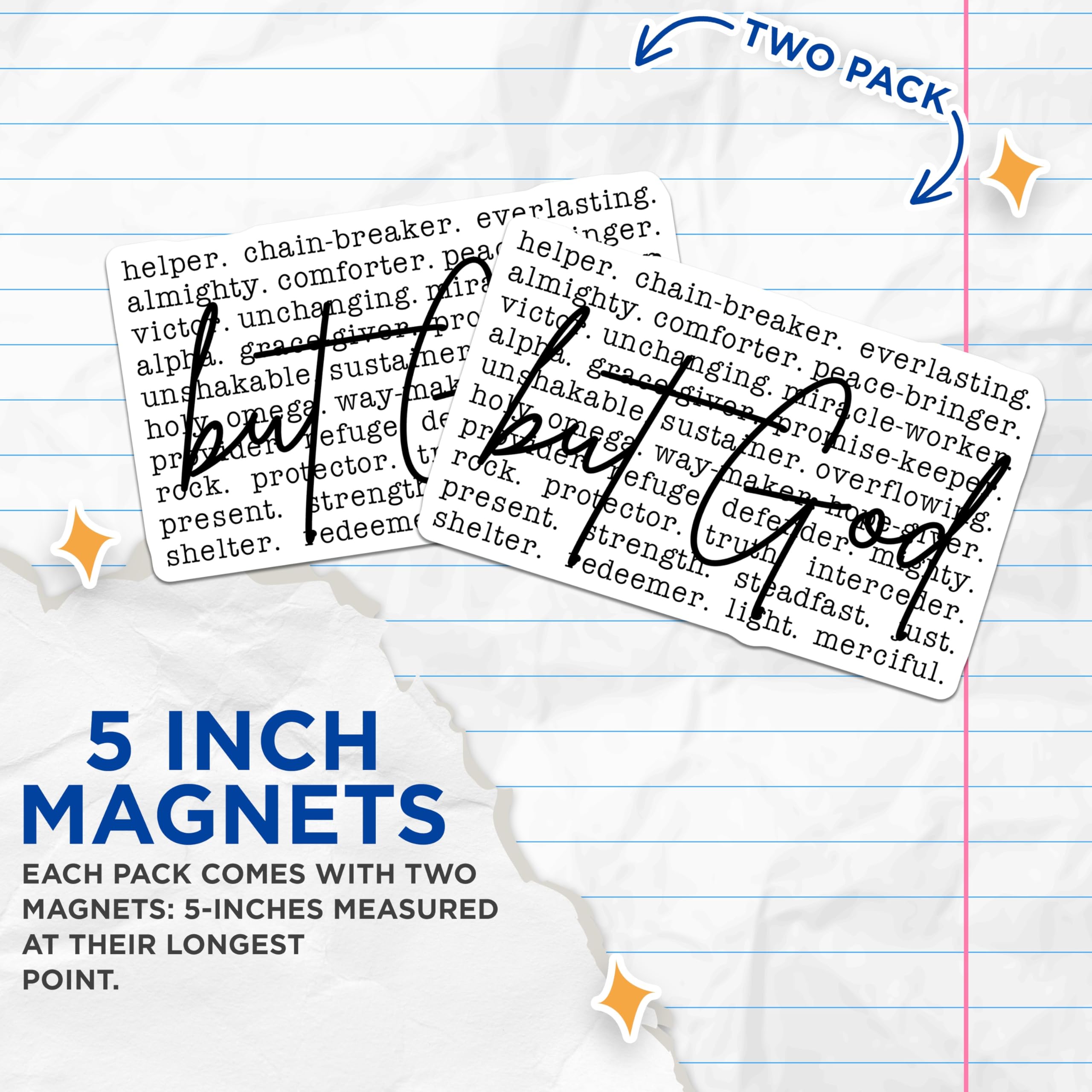 (2 Pack) but God Magnets - Christian Refrigerator Decor - Faith Inspirational Spiritual Quote Scripture - 5 Inches On Longest Side - Thick Durable Magnet - Made in USA - MAG25556
