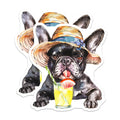 (2 Pack) French Bulldog Magnets - Straw Hat Summer Dog - Dog Mom Kitchen Decor - 5 Inches On Longest Side - Thick Durable Magnet - Made in USA - MAG36809