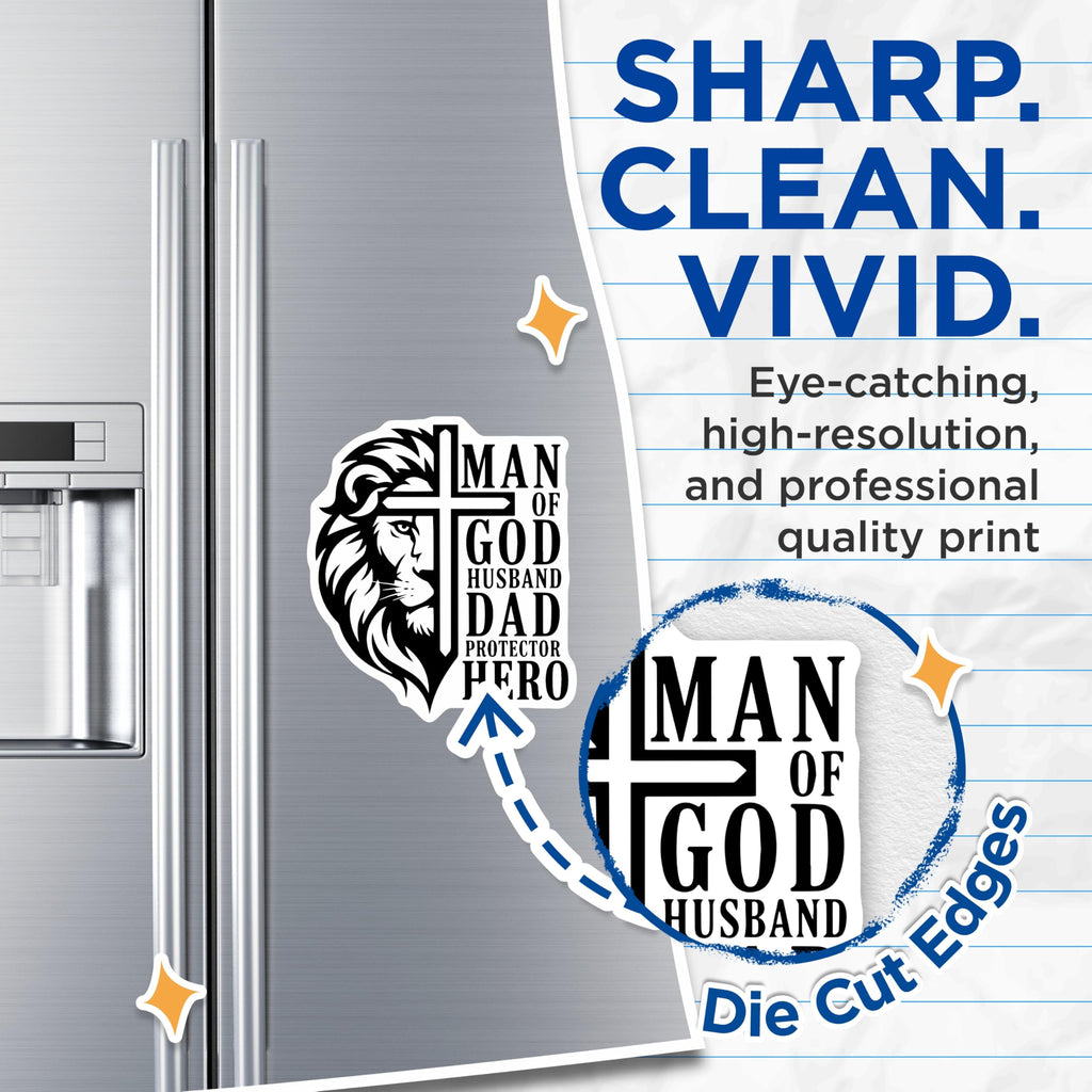 (2 Pack) Man of God Magnets - Christian Dad Husband - Protector Hero Faith Decor - 5 Inches On Longest Side - Thick Durable Magnet - Made in USA - MAG29448