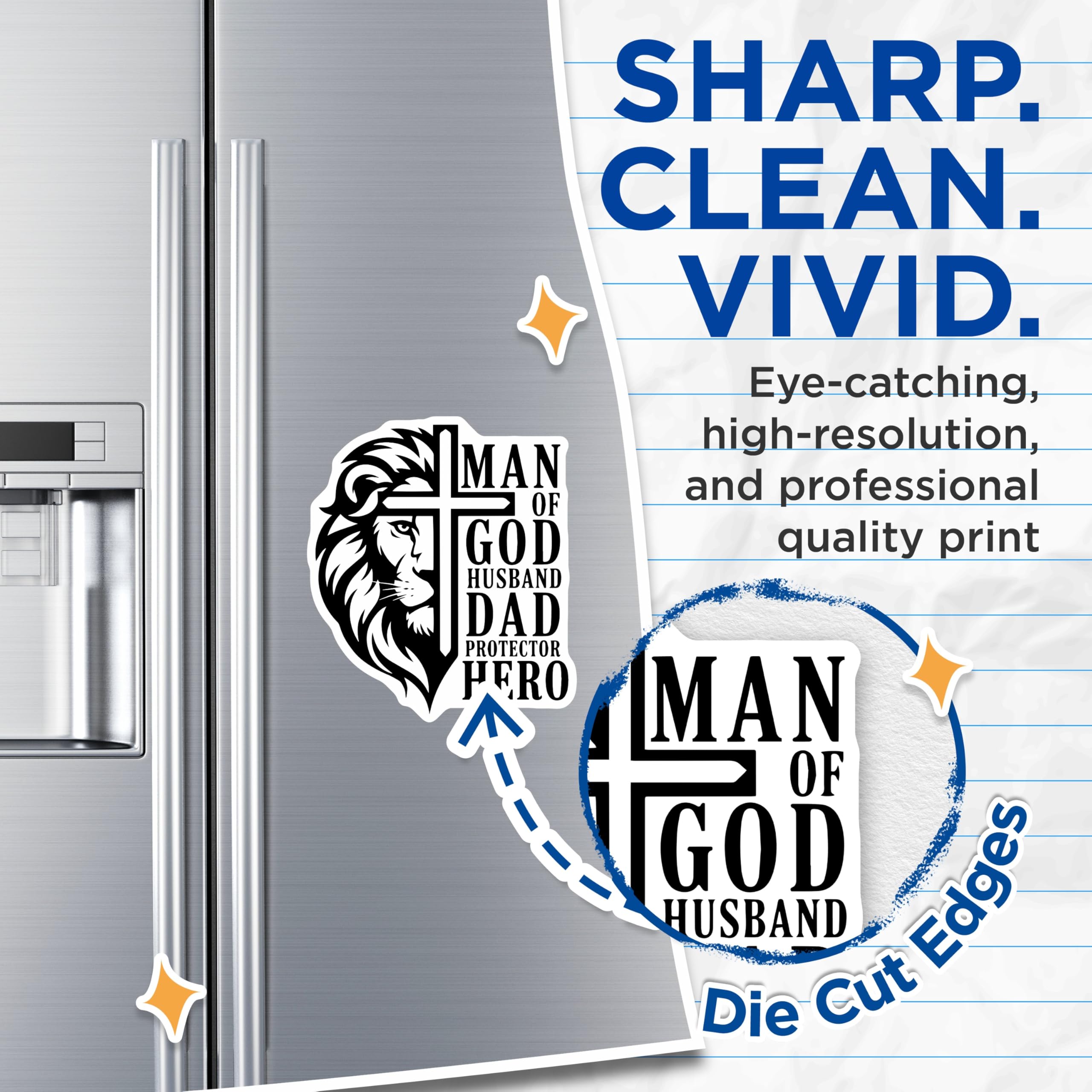 (2 Pack) Man of God Magnets - Christian Dad Husband - Protector Hero Faith Decor - 5 Inches On Longest Side - Thick Durable Magnet - Made in USA - MAG29448