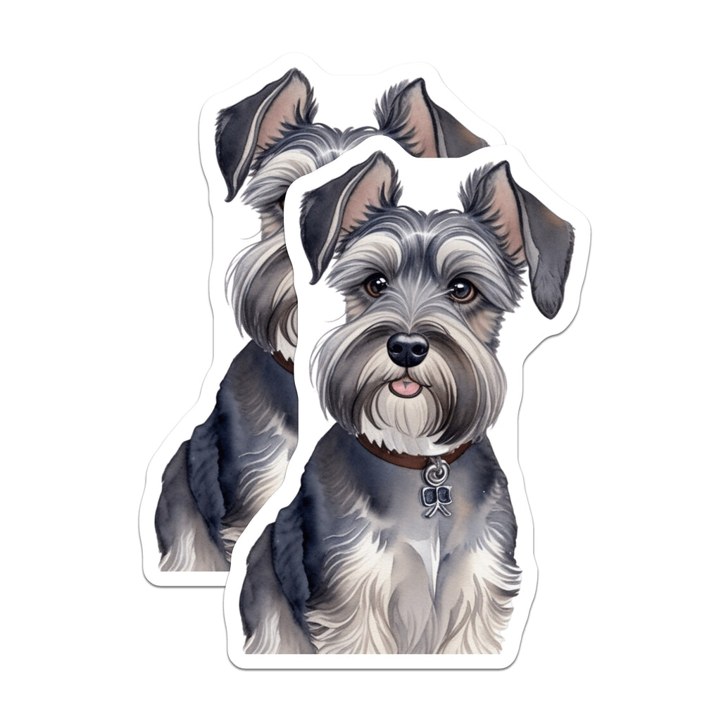 (2 Pack) Miniature Schnauzer Magnets - Watercolor Dog Art - Pet Lover Fridge Decor - 5 Inches On Longest Side - Thick Durable Magnet - Made in USA - MAG36582