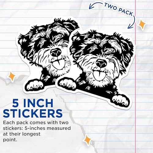 (2 Pack) Dog Lover Stickers - Cute Puppy Decal - Pet Owner Accessories - 5" On Longest Side - Sticks to Smooth Flat Surfaces - Made in USA - BMCS4032