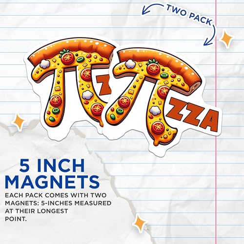 (2 Pack) Pi Day Pizza Magnets - Funny Pi Joke - Math Lover Fridge Decor - 5" On Longest Side - for Cars, Fridges, Toolboxes - Made in USA - MAG8155