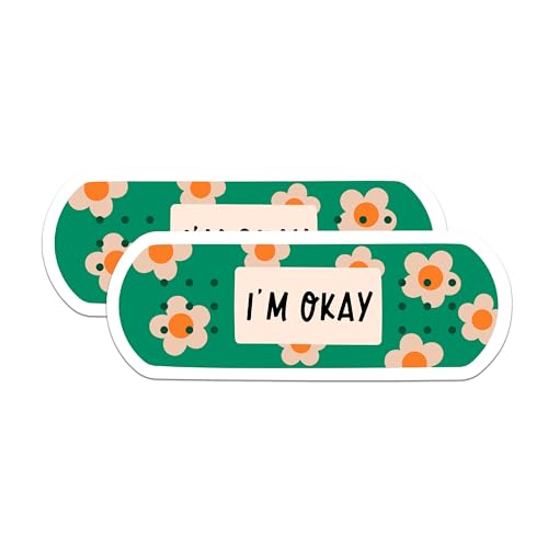 (2 Packs) I'm Okay Bandage Magnets - Positive Cute Motivating Magnets - 5 Inches On Longest Side - Premium Magnet - for Fridges, Toolboxes, Cars - Made in USA - MAG2319
