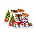 (2 Pack) Christmas Dog Magnets - Cute Puppy Decor - Akita Shiba Inu Magnets - Holiday Pet Lover Present - 5 Inches On Longest Side - Thick Durable Magnet - Made in USA - MAG29616
