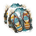 (2 Pack) Flip Flops Tropical Stickers - Beach Sandals Decal - 5" On Longest Side - Sticks to Smooth Flat Surfaces - Made in USA - BMCS9320 - BMCS9320