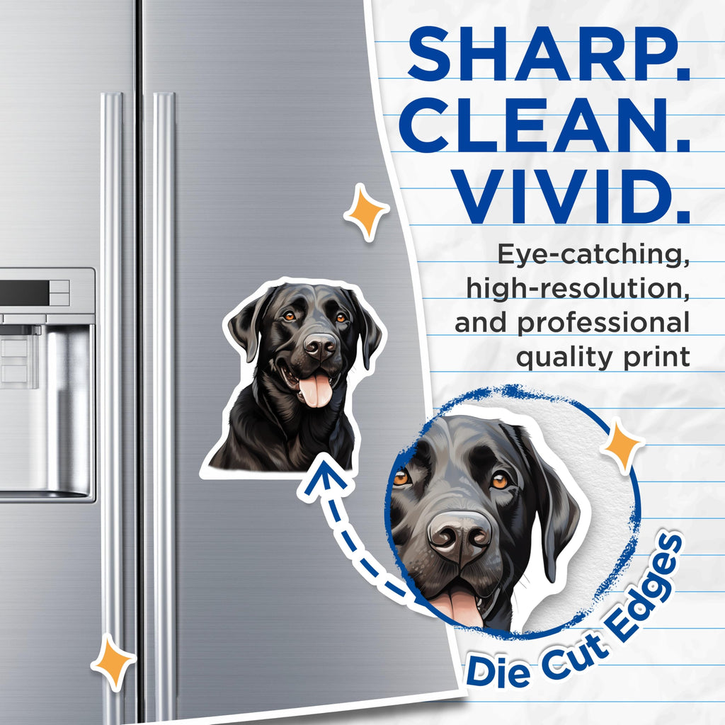 (2 Pack) Black Labrador Retriever Magnets - Happy Dog Lover Kitchen Decor - Pet Owner Fridge Magnet - 5 Inches On Longest Side - Thick Durable Magnet - Made in USA - MAG26434