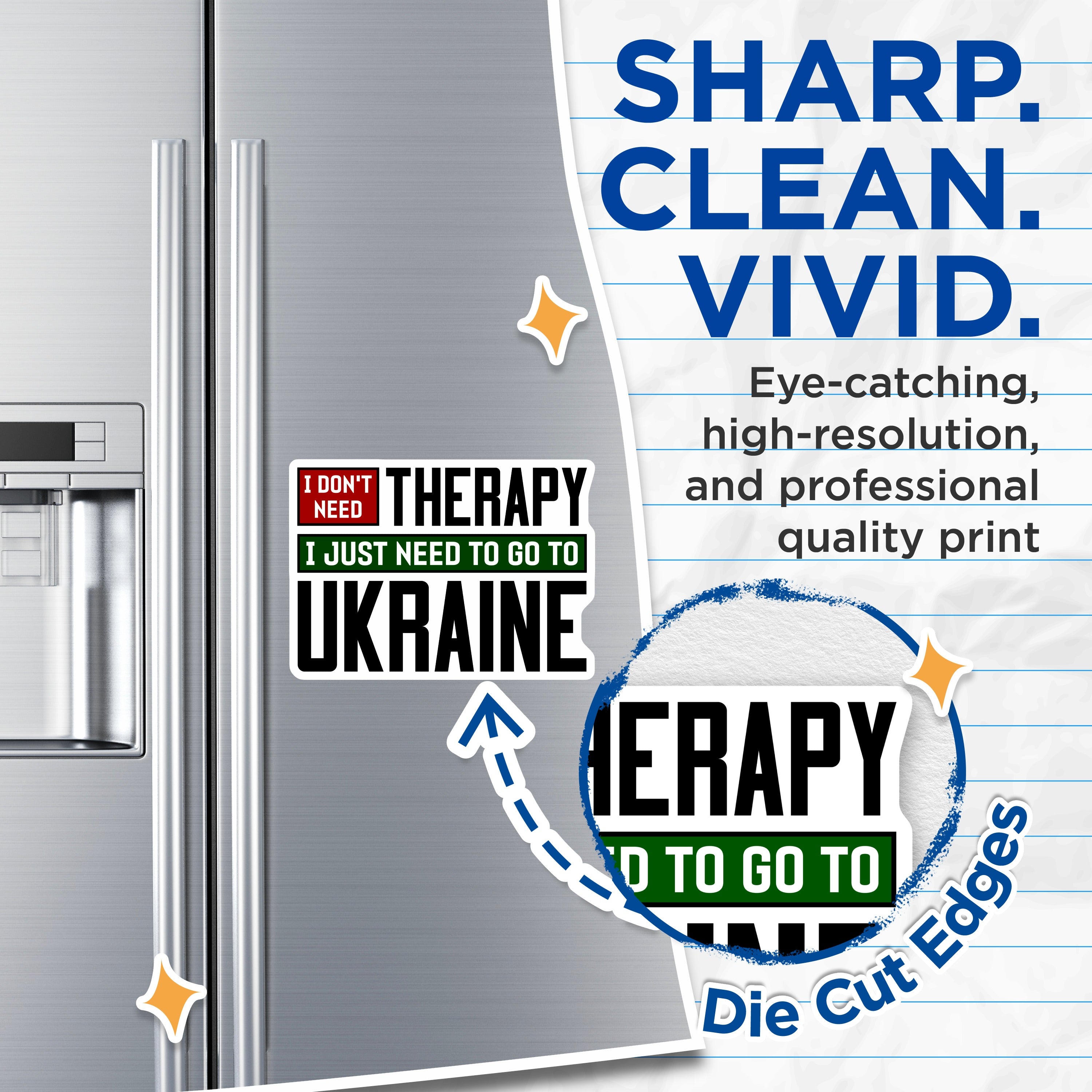 (2 Pack) Ukraine Support Magnets - Activist Statement - Freedom Message - Solidarity Decor for Fridge - 5 Inches On Longest Side - Thick Durable Magnet - Made in USA - MAG39256