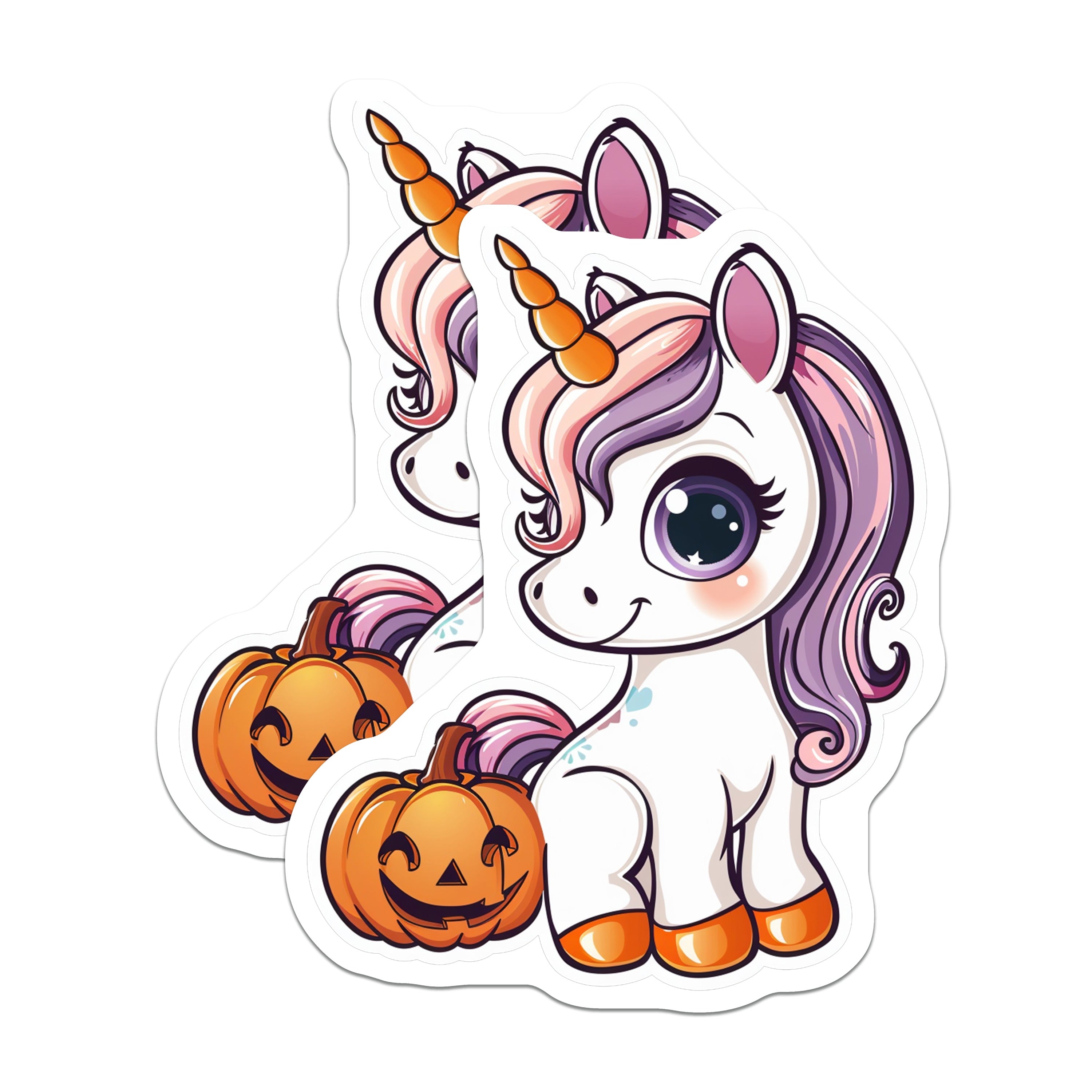 (2 Pack) Cute Unicorn Halloween Magnets - Jack-o-Lantern Decor - Fantasy Fall Refrigerator Decor - 5 Inches On Longest Side - Thick Durable Magnet - Made in USA - MAG38109