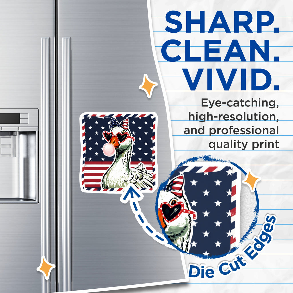 (2 Pack) Patriotic Goose Magnets - American Flag Animal Decor - Funny 4th of July Refrigerator Art - 5 Inches On Longest Side - Thick Durable Magnet - Made in USA - MAG36121