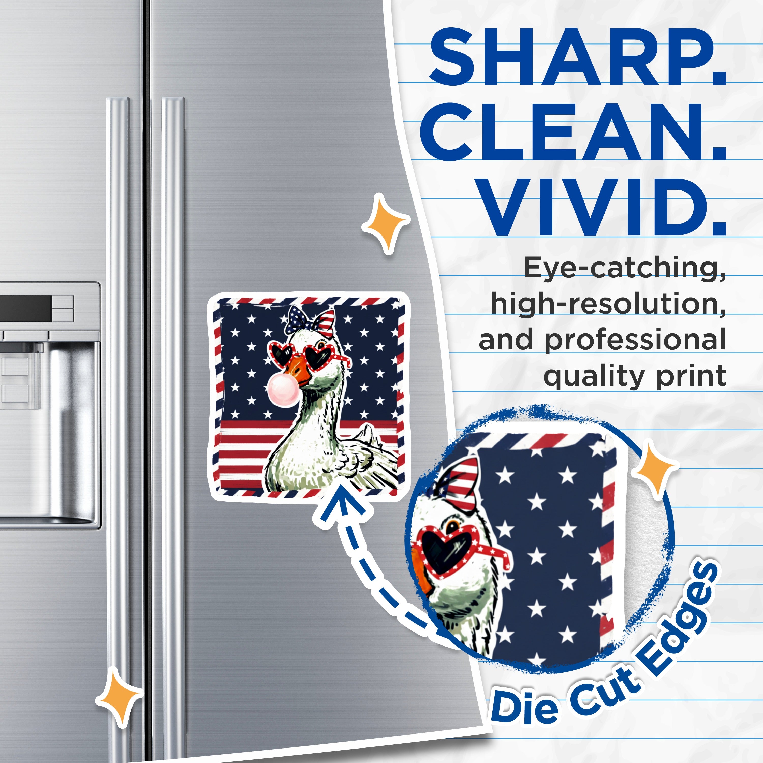 (2 Pack) Patriotic Goose Magnets - American Flag Animal Decor - Funny 4th of July Refrigerator Art - 5 Inches On Longest Side - Thick Durable Magnet - Made in USA - MAG36121