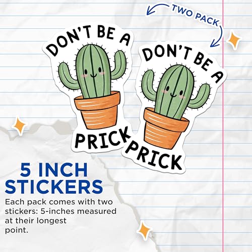 (2 Pack) Funny Cactus Stickers - Humorous Plant Decals - 5" On Longest Side - Sticks to Smooth Flat Surfaces - Made in USA - BMCS8671 - BMCS8671