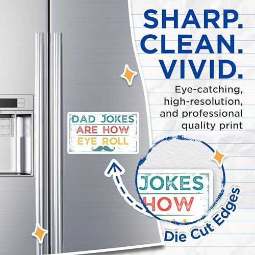 (2 Pack) Dad Jokes Magnets - Funny Dad Quotes Magnets - Humorous - 5" On Longest Side - for Cars, Refrigerators, Toolboxes, Lockers - Made in USA BMCS3413