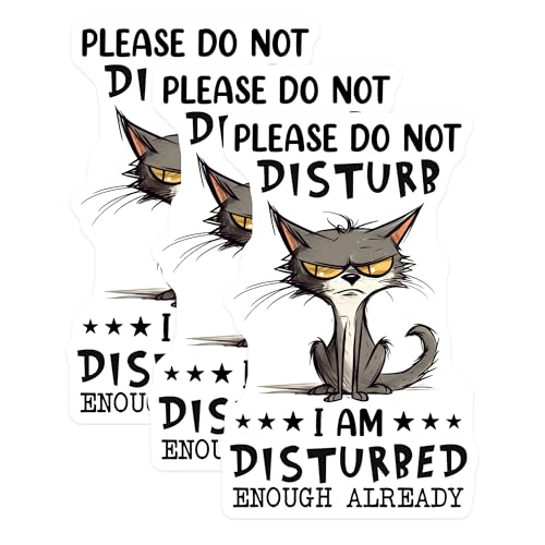 (3 Pack) Grumpy Cat Decals - Funny Sarcastic Cat - Do Not Disturb Decal - 3 Inches On Longest Side - Easy Peel & Apply - Made in USA - 3MCS6494