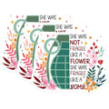 (3 Pack) Fragile Like a Bomb Decals - Floral Grenade - Empowerment Laptop Decal - 3 Inches On Longest Side - Easy Peel & Apply - Made in USA - 3MCS2968