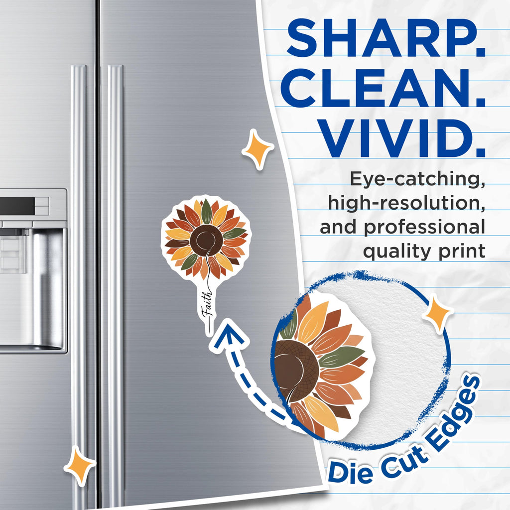 (2 Pack) Sunflower Faith Magnets - Rustic Autumn Decor - Inspirational Floral Magnets - 5" On Longest Side - Premium Magnet - for Cars, Refrigerators, Toolboxes, Lockers - Made in USA - MAG18350