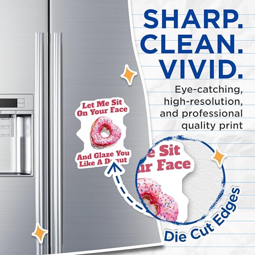 (2 Pack) Donut Heart Fun Magnets - Humorous Kitchen Magnet Set - Playful Food Joke Magnets - 5" On Longest Side - for Cars, Refrigerators, Toolboxes, Lockers - Made in USA BMCS3483