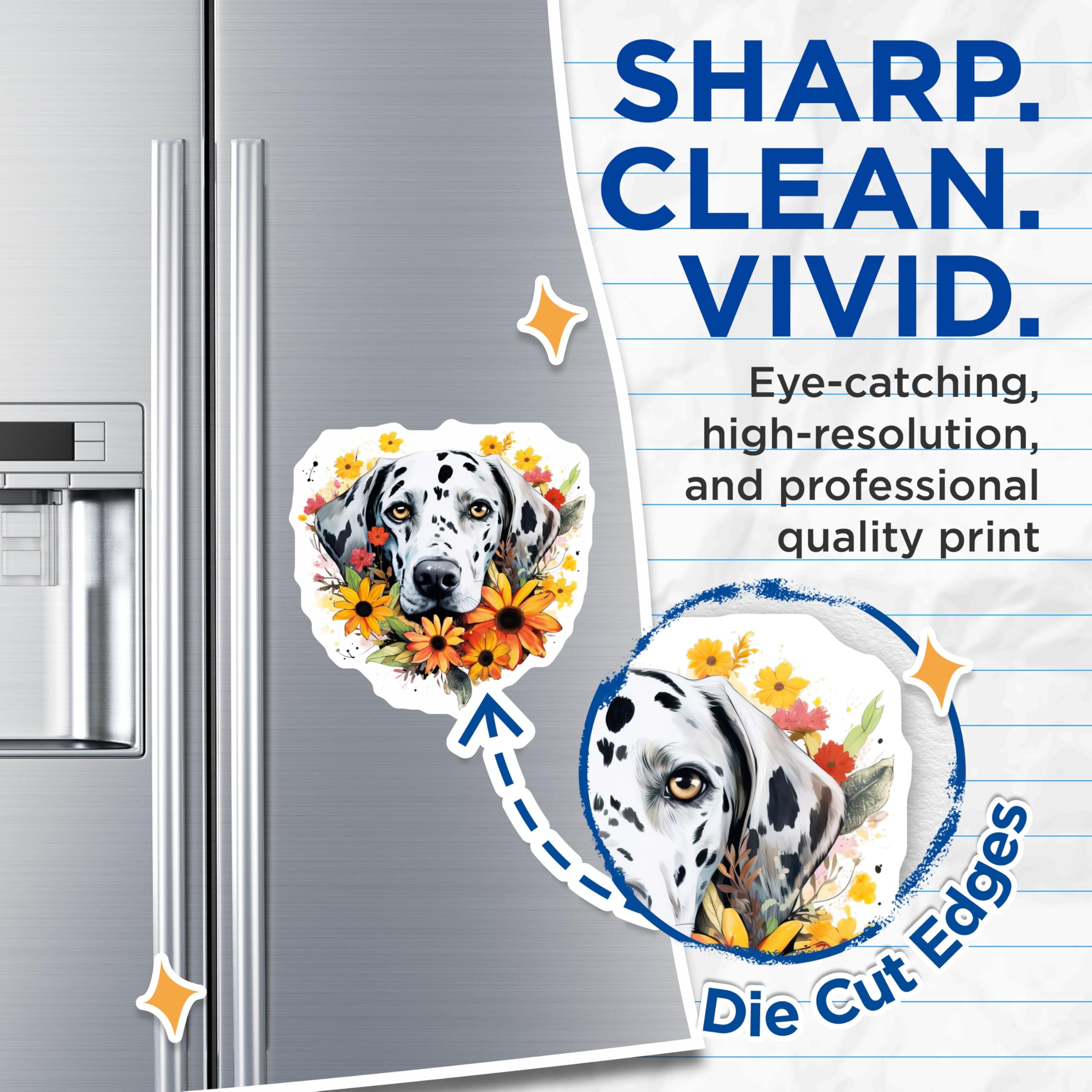 (2 Pack) Dalmatian Floral Dog Breed Magnets - Dog Mom Refrigerator Decor - Whimsical Pet Lover Art - 5 Inches On Longest Side - Thick Durable Magnet - Made in USA - MAG26004