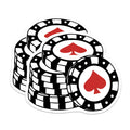 (2 Pack) Poker Chip Stickers - Casino Theme - Red Spade Design Stickers - 5" On Longest Side - Sticks to Smooth Flat Surfaces - Made in USA - BMCS7004