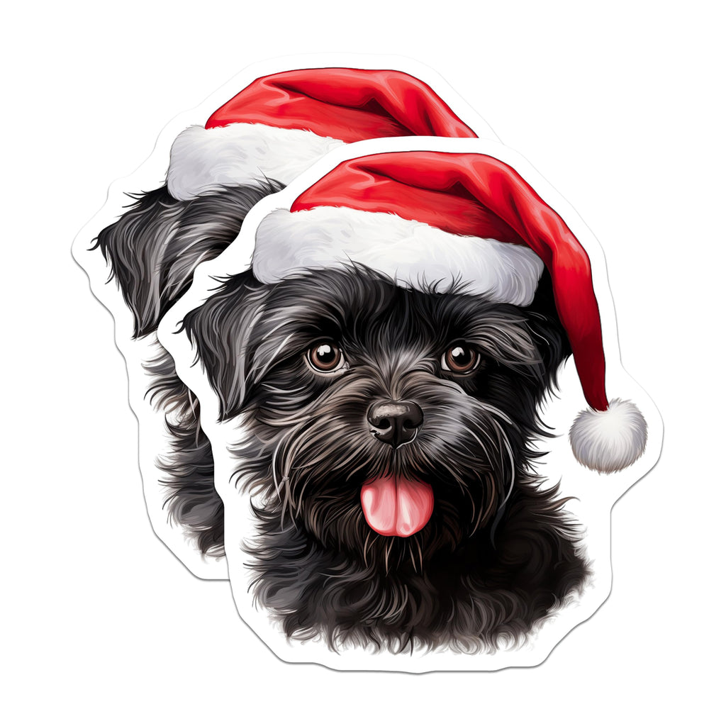 (2 Pack) Christmas Dog Magnets - Santa Hat Puppy - Holiday Pet Decor - 5 Inches On Longest Side - Thick Durable Magnet - Made in USA - MAG30586