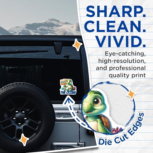 (2 Pack) Sea Turtle Respect The Ocean Stickers - Environmental Awareness - Marine Life Conservation - 5" On Longest Side - Sticks to Smooth Flat Surfaces - Made in USA - BMCS7957