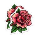 (2 Pack) Illustrative Rose Magnets - Neo Traditional Floral - Refrigerator Locker Decor - 5 Inches On Longest Side - Thick Durable Magnet - Made in USA - MAG38559