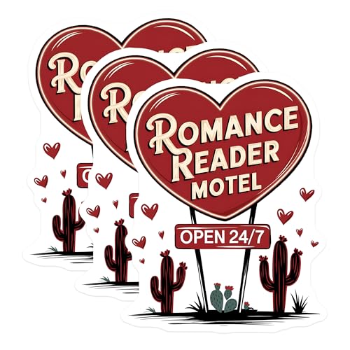 (3 Pack) Romance Reader Motel Decals - Retro Motel Sign - Desert Cactus Decals - 3 Inches On Longest Side - Easy Peel & Apply - Made in USA - 3MCS2336