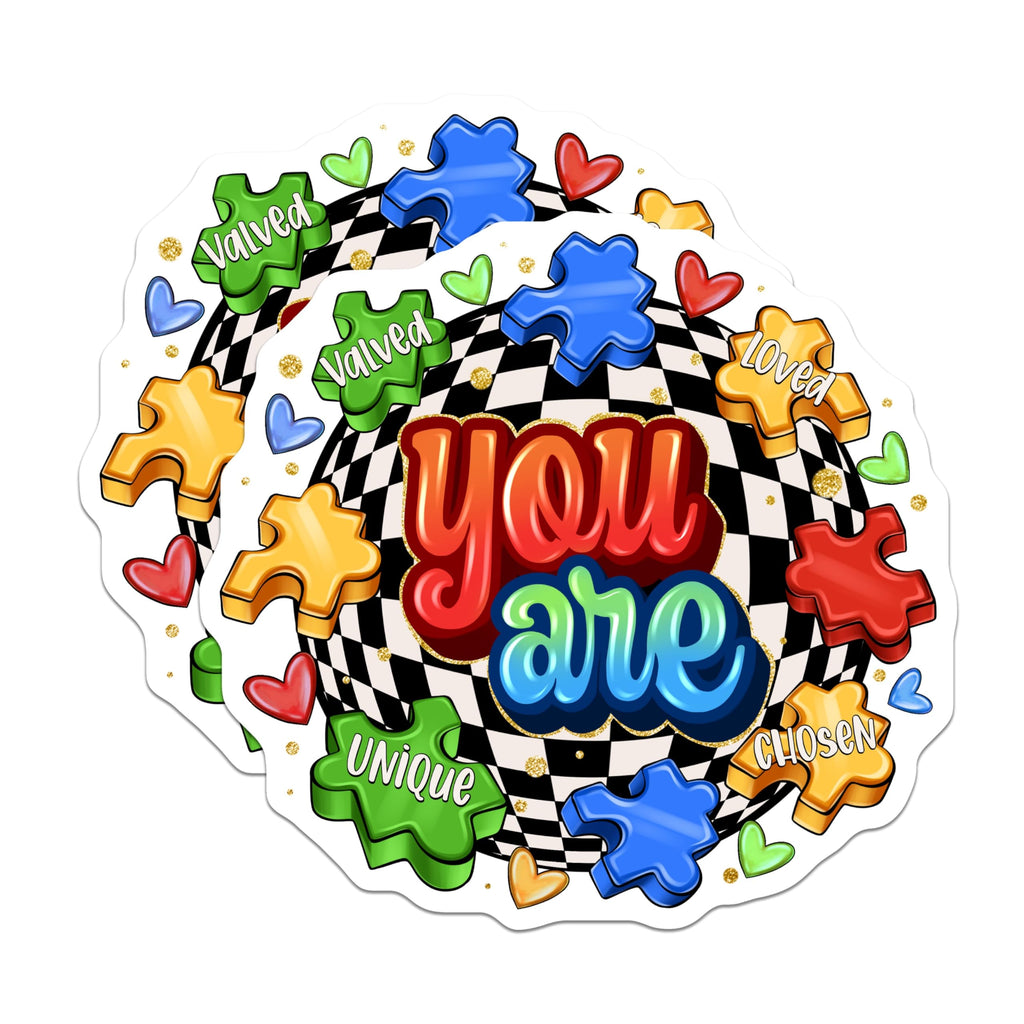 (2 Pack) Affirmation Magnets - Positive You are Valued Loved Unique Chosen - Mental Health Decor Fridge Locker - 5 Inches On Longest Side - Thick Durable Magnet - Made in USA - MAG29142
