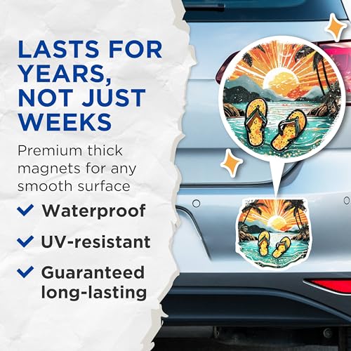 (2 Pack) Tropical Beach Magnets Magnets - Vacation Vibes - 5" On Longest Side - Made in USA - Sticks to Refrigerators & Metal Surfaces - MAG9317
