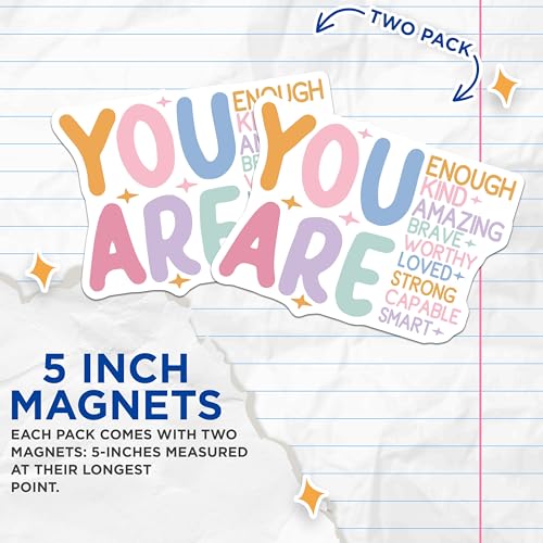 (2 Pack) Motivational Quote Magnets - Positive Affirmation Magnets - Inspirational Words Magnets - 5" On Longest Side - for Cars, Refrigerators, Toolboxes, Lockers - Made in USA BMCS3085