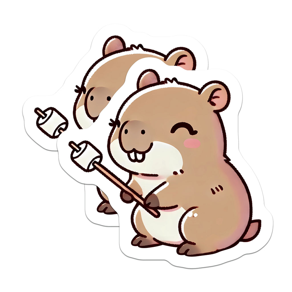 (2 Pack) Cute Hamster Magnets - Kawaii Marshmallow Fridge Decor - Cozy Animal Locker Accents - 5 Inches On Longest Side - Thick Durable Magnet - Made in USA - MAG37399
