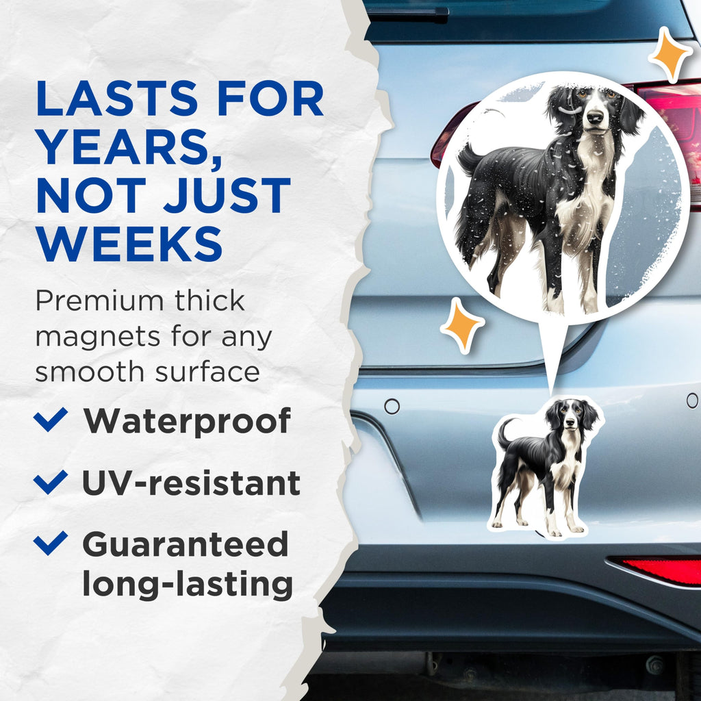 (2 Pack) Border Collie Dog Magnets - Realistic Black White Pet Art Magnet - Animal Lover Fridge Decor for Dog Parents - 5 Inches On Longest Side - Thick Durable Magnet - Made in USA - MAG30995