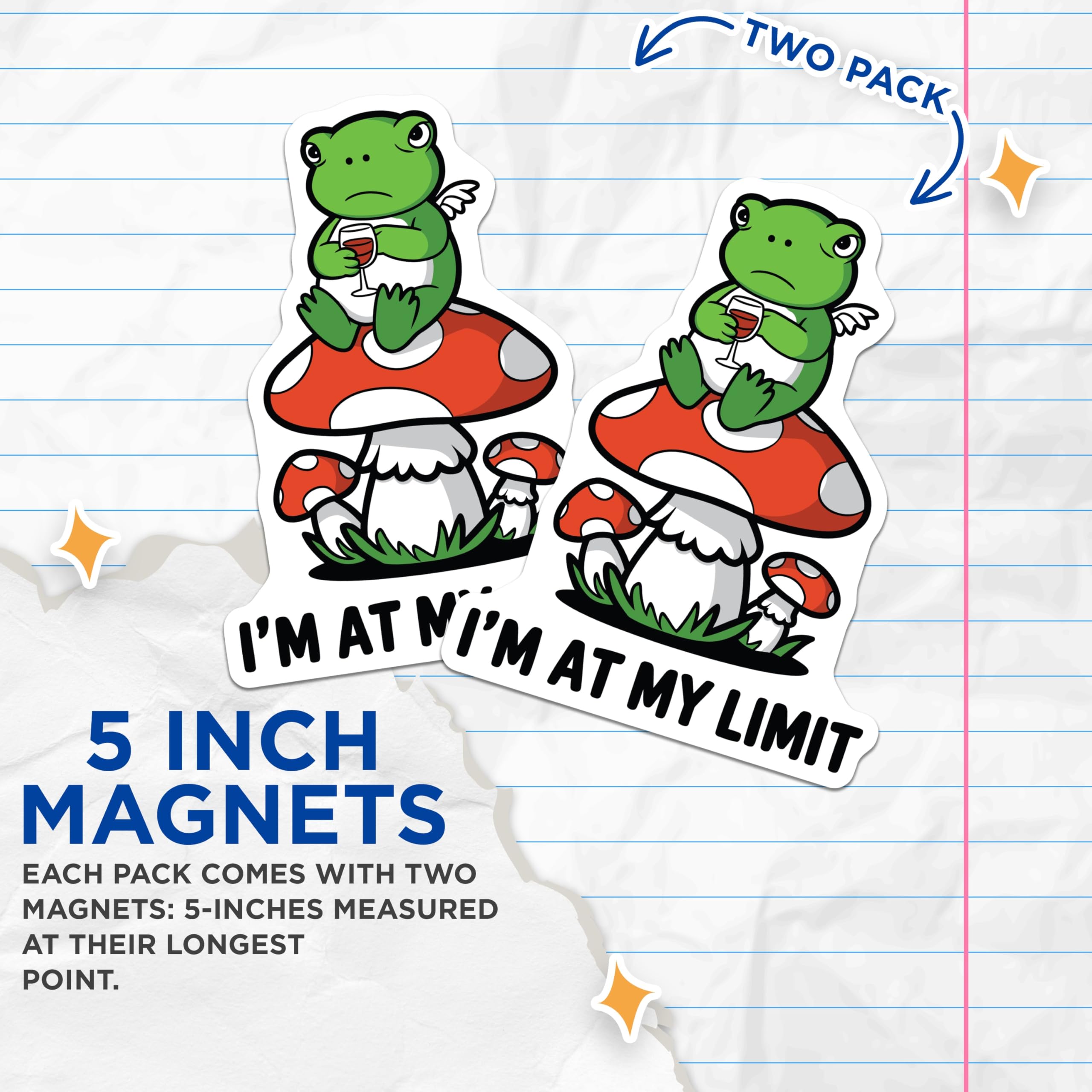 (2 Pack) Frog Magnets - Wine Glass Decor - Funny Frog Decor Magnet - 5" On Longest Side - Premium Magnet - for Cars, Refrigerators, Toolboxes, Lockers - Made in USA - MAG16908