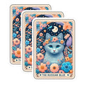 (3 Pack) Russian Blue Decals - Floral Cat Decal - Aesthetic Laptop Decals - 3 Inches On Longest Side - Easy Peel & Apply - Made in USA - 3MCS4053