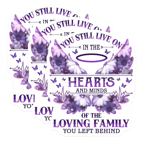 (3 Pack) Memorial Decals - Remembrance Decals - Loss of Loved One - 3 Inches On Longest Side - Easy Peel & Apply - Made in USA - 3MCS4993