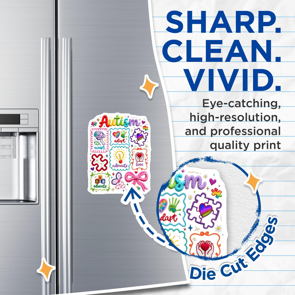 (2 Pack) Autism Awareness Magnets - Neurodiversity Puzzle Piece - Accept Adapt Advocate Love Decor - 5 Inches On Longest Side - Thick Durable Magnet - Made in USA - MAG21819