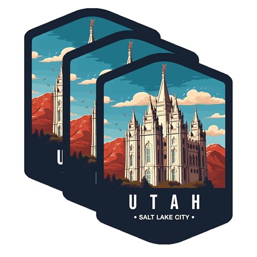 (3 Pack) Utah Decals - Salt Lake City Decal - Laptop Decals - 3 Inches On Longest Side - Easy Peel & Apply - Made in USA - 3MCS0385