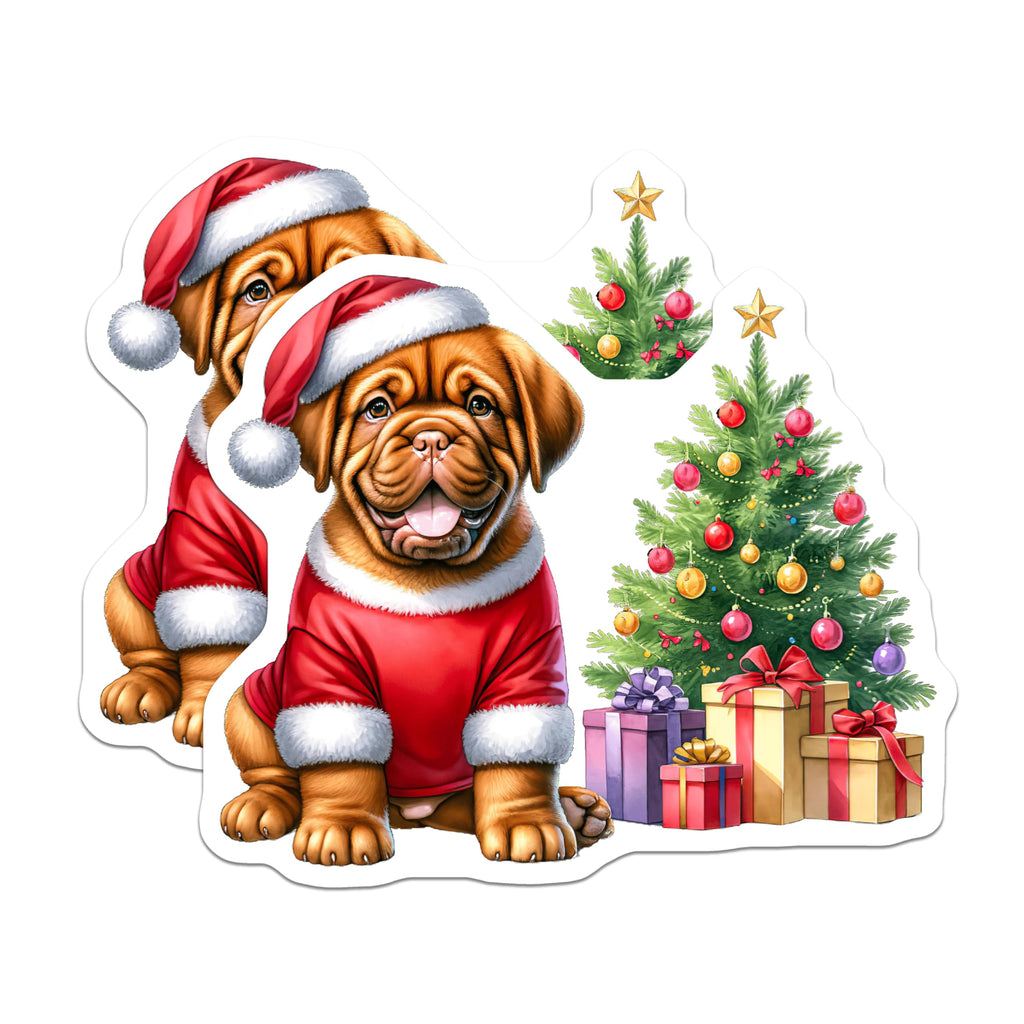 (2 Pack) Christmas Puppy Magnets - Santa Dog Holiday Decor - Festive Pet Refrigerator Accent - 5 Inches On Longest Side - Thick Durable Magnet - Made in USA - MAG27481