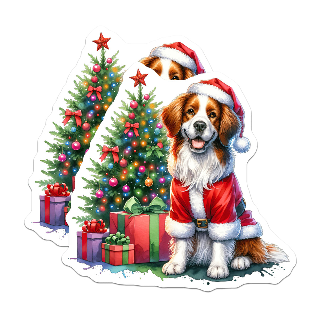 (2 Pack) Santa Dog Christmas Magnets - Happy Holiday Pet Decor - Festive Refrigerator Art for Dog Parents - 5 Inches On Longest Side - Thick Durable Magnet - Made in USA - MAG29596