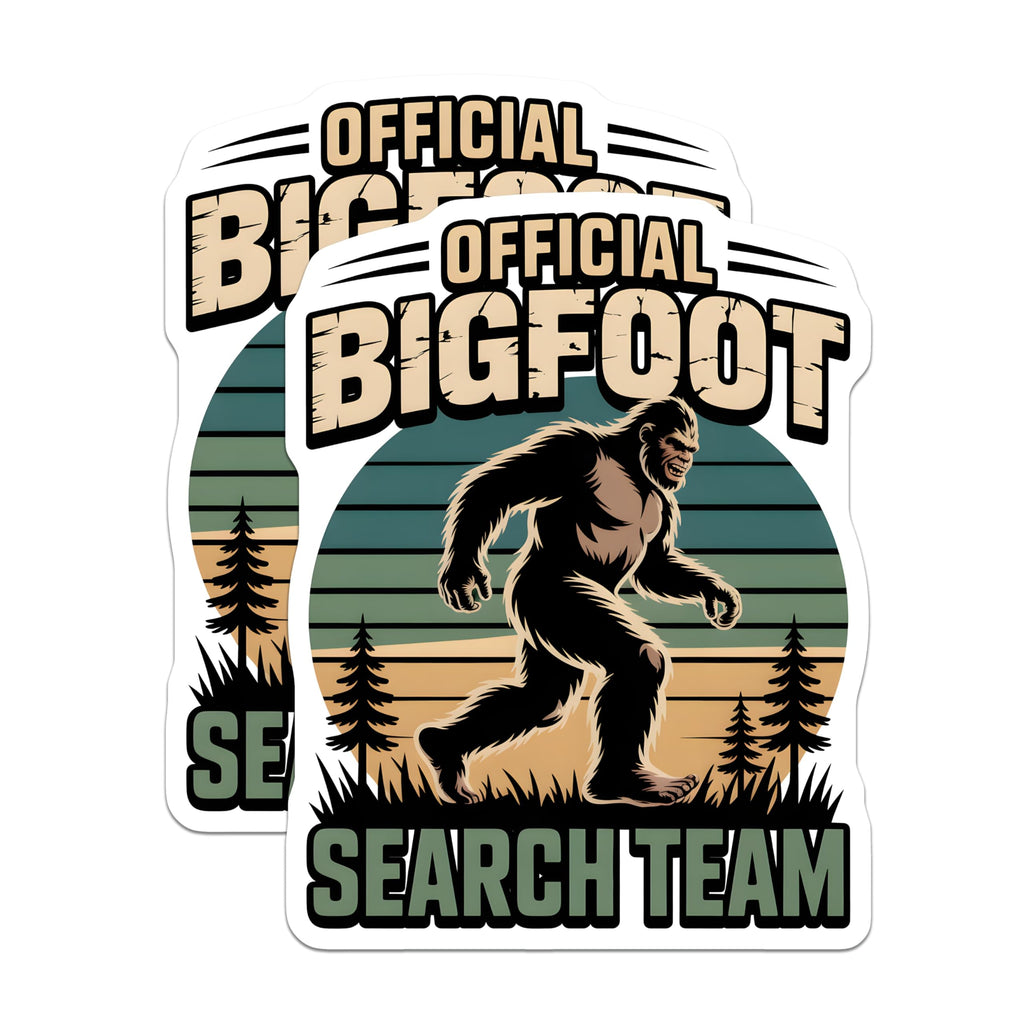 (2 Pack) Official Bigfoot Search Team Magnets - Sasquatch Cryptid Hunter - Paranormal Creature Squad Decor - 5 Inches On Longest Side - Thick Durable Magnet - Made in USA - MAG22036