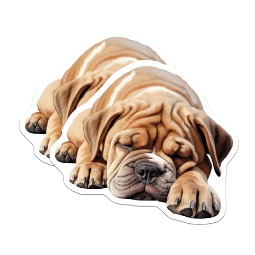 (2 Pack) Cute Dog Stickers - Sleeping Puppy Decal - Adorable Animal Art - 5" On Longest Side - Sticks to Smooth Flat Surfaces - Made in USA - BMCS9893