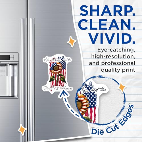 (2 Pack) Life Liberty and The Pursuit of Happiness Magnets - Patriotic Flower Decor - 5" On Longest Side - for Cars, Fridges, Toolboxes - Made in USA - MAG7866
