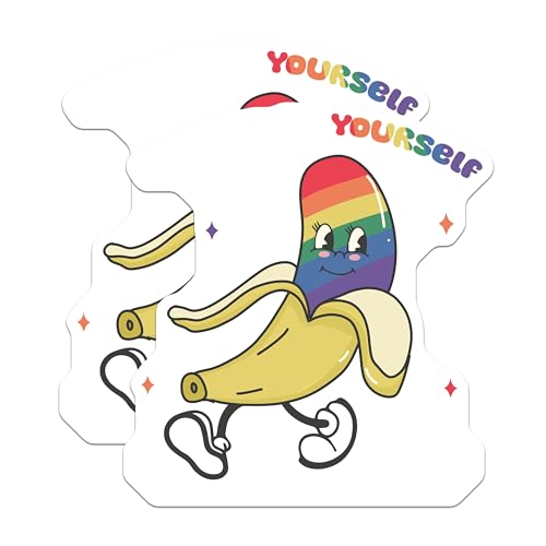 (2 Pack) Funny Baa Stickers - Rainbow Baa - Be Yourself Sticker - Motivational Sticker - Food Humor Sticker - 5" On Longest Side - Sticks to Smooth Flat Surfaces - Made in USA - BMCS7037