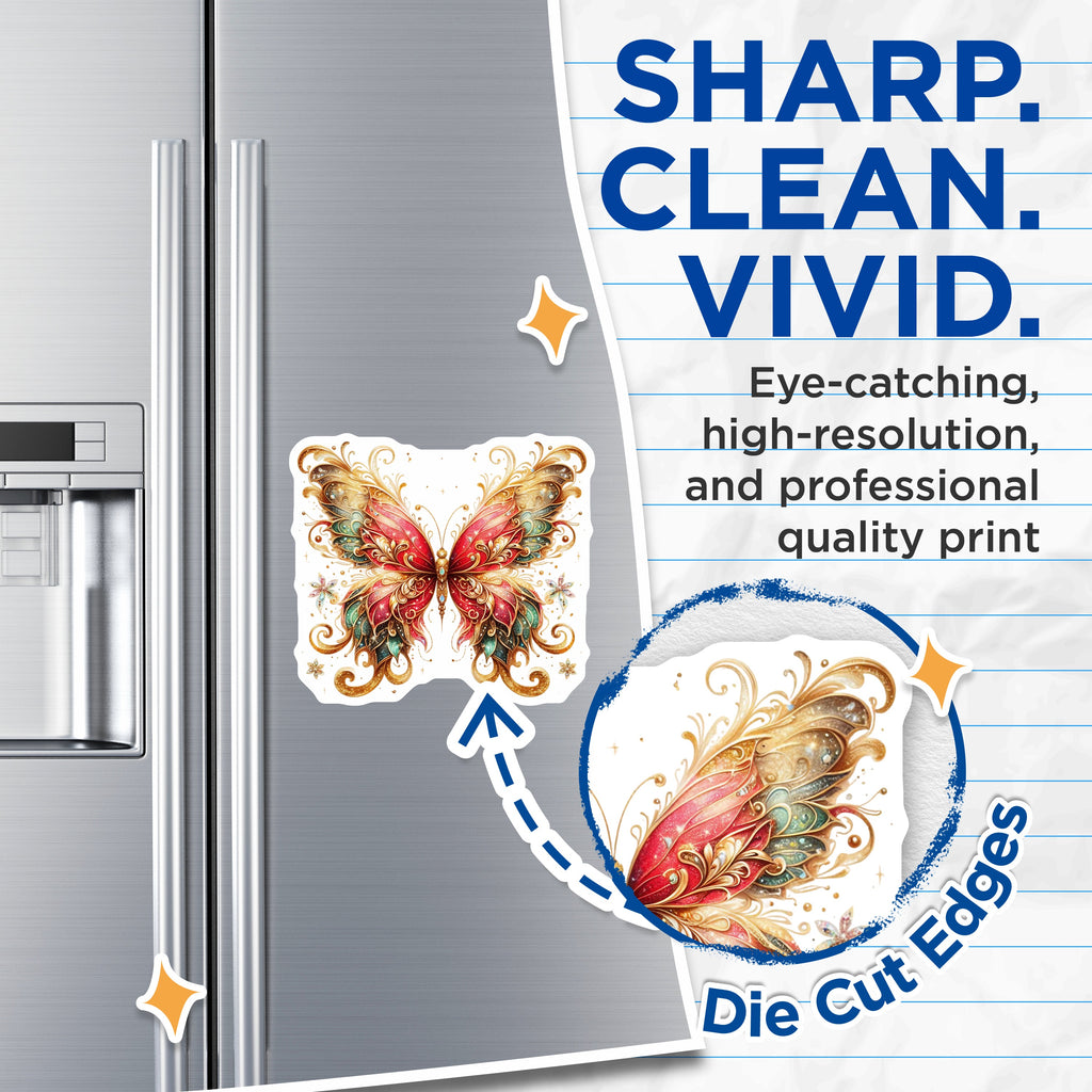 (2 Pack) Enchanted Butterfly Magnets - Whimsical Fridge Decor - Fairycore Home Accent - 5 Inches On Longest Side - Thick Durable Magnet - Made in USA - MAG39407