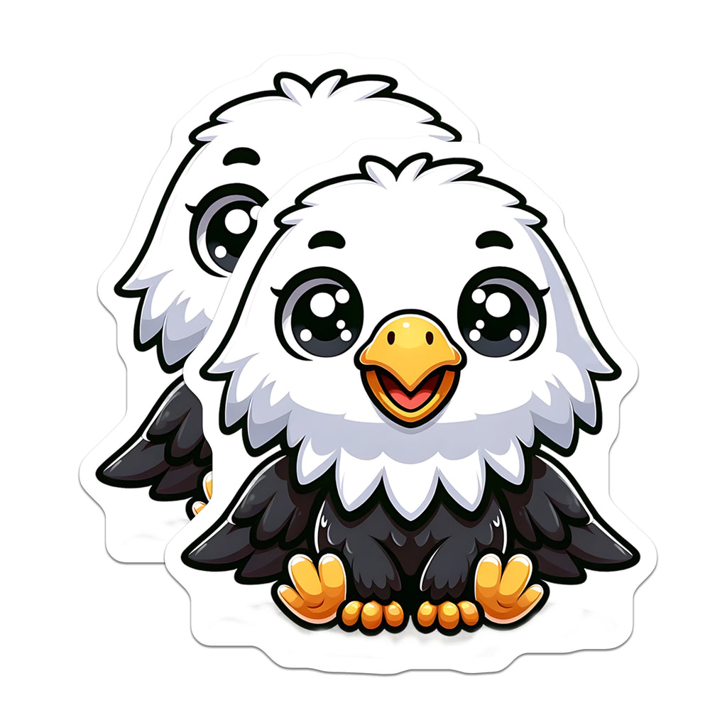 (2 Pack) Cute Baby Eagle Magnets - Kawaii Animal Design - Refrigerator Locker Accent - 5 Inches On Longest Side - Thick Durable Magnet - Made in USA - MAG37665