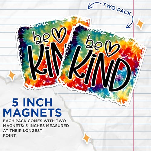(2 Packs) Be Kind Magnets - Positive Inspiring Motivating Be Love Magnets - 5 Inches On Longest Side - Premium Magnet - for Fridges, Toolboxes, Cars - Made in USA - MAG2503