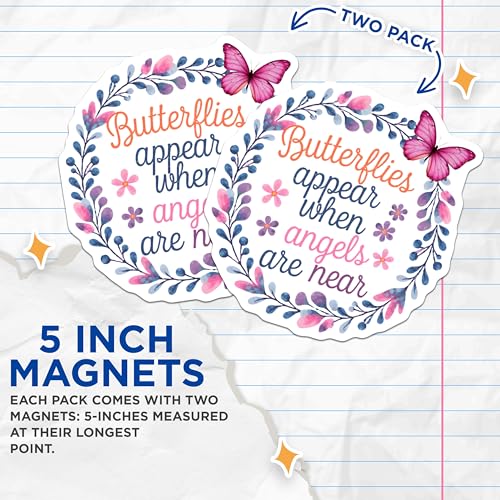 (2 Pack) Butterfly Quote Magnets - Floral Ative Magnets - Inspirational Fridge Magnets - 5" On Longest Side - for Cars, Fridges, Toolboxes - Made in USA - MAG3990