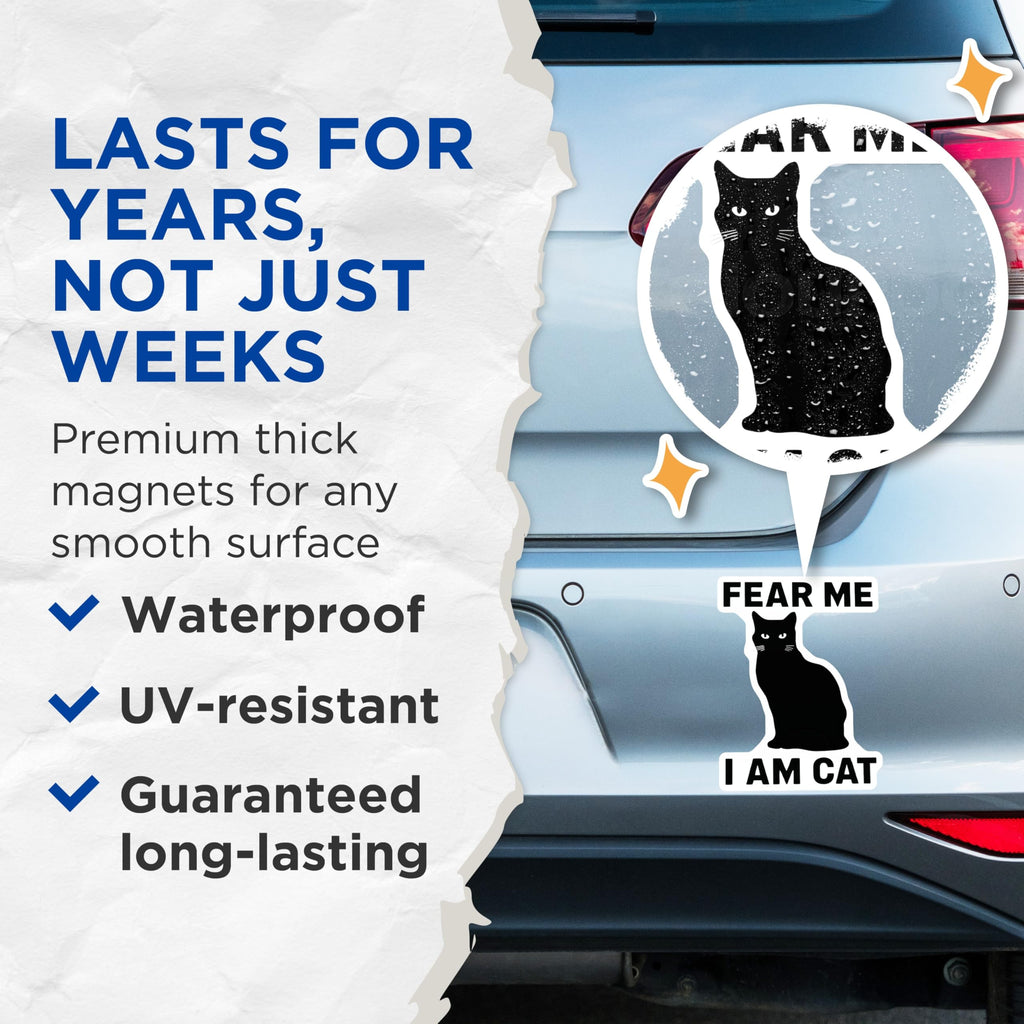(2 Pack) Black Cat Magnets - Funny Cat Meme - Cat Lover Refrigerator Magnets - 5" On Longest Side - Premium Magnet - for Cars, Refrigerators, Toolboxes, Lockers - Made in USA - MAG15186