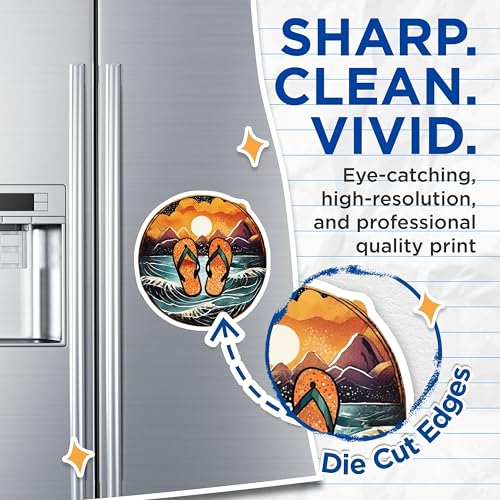(2 Pack) Flip Flops Beach Sunset Magnets Magnets - Summer Vacation Decor - 5" On Longest Side - Made in USA - Sticks to Refrigerators & Metal Surfaces - MAG9312